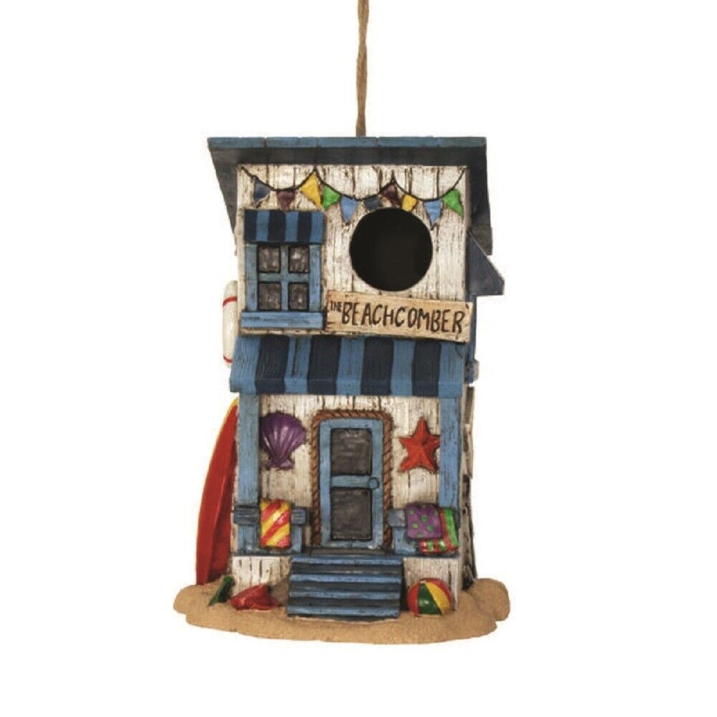 Spoontiques Beach House Decorative Outdoor Garden Resin Hanging Novelty Birdhouse 9.5 inch