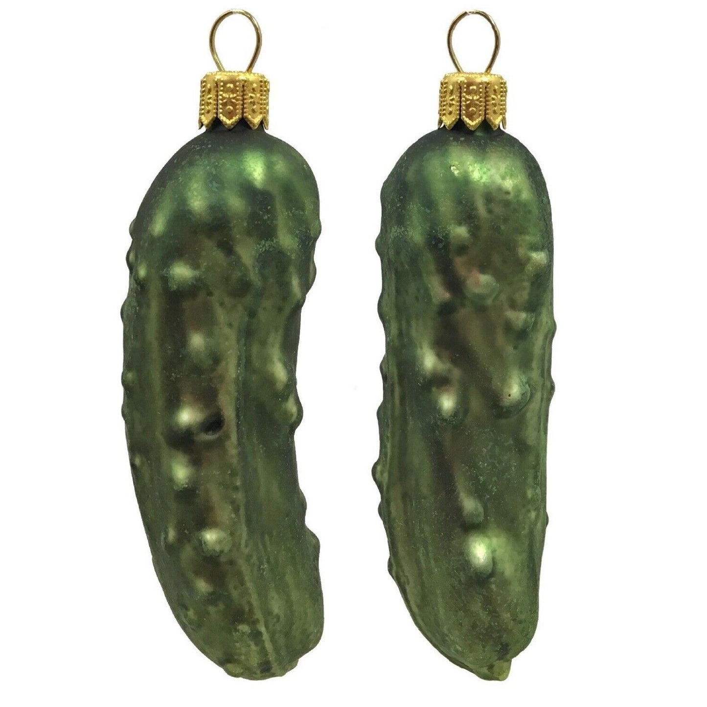 Pinnacle Peak Trading Cucumber Pickles Polish Glass Christmas Ornament Food Decoration Set of 2