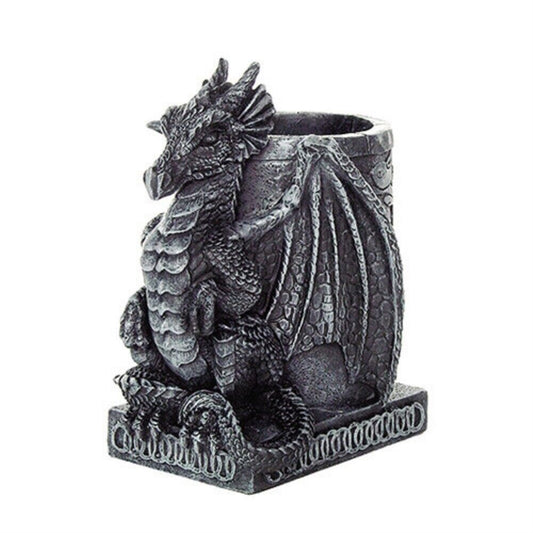 Medieval Dragon Statue Figurine Desk Top Pen Utility Holder 4.5 inch
