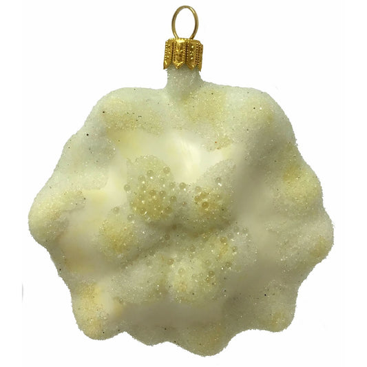 Pinnacle Peak Trading White Pattypan Scallop Squash Polish Glass Christmas Ornament Vegetable