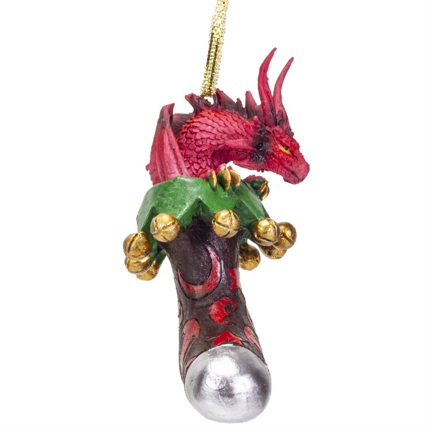 Red Dragon in Stocking Christmas Tree Ornament 5 inch