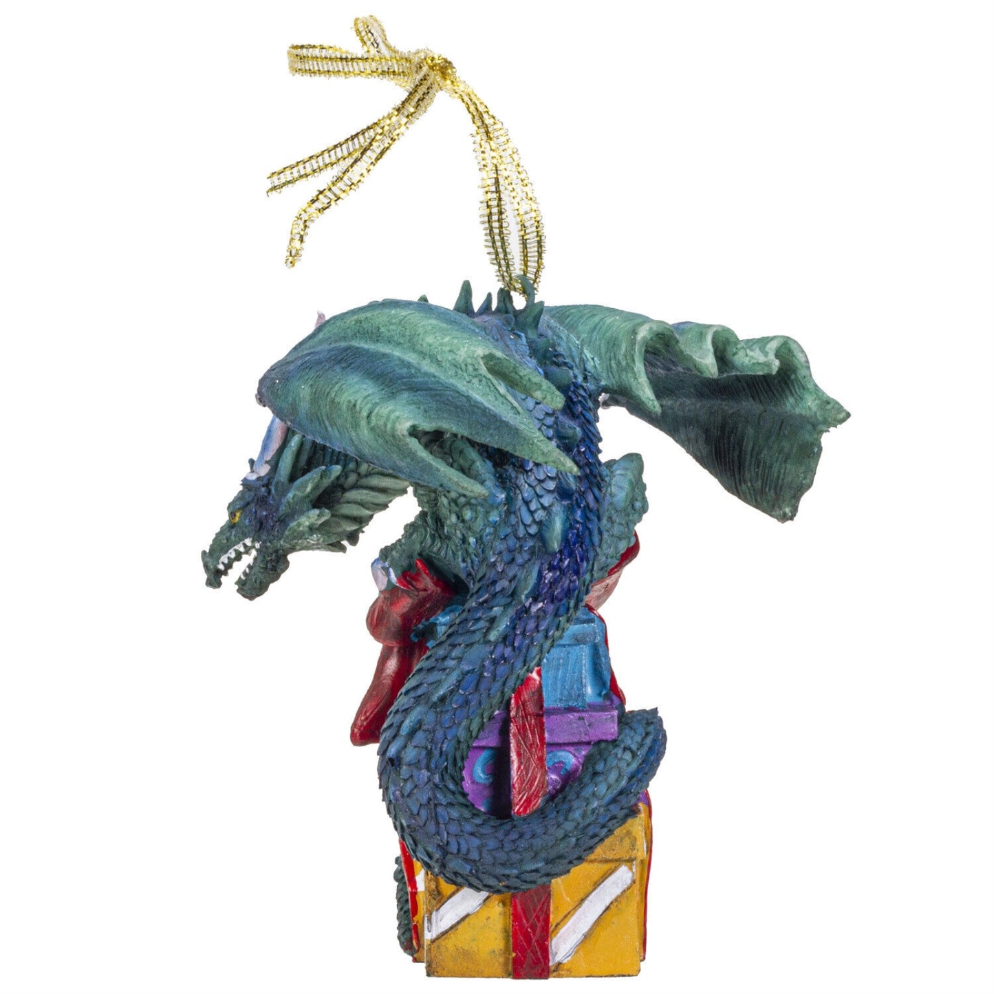 Green Dragon with Presents Christmas Tree Ornament 5 inch
