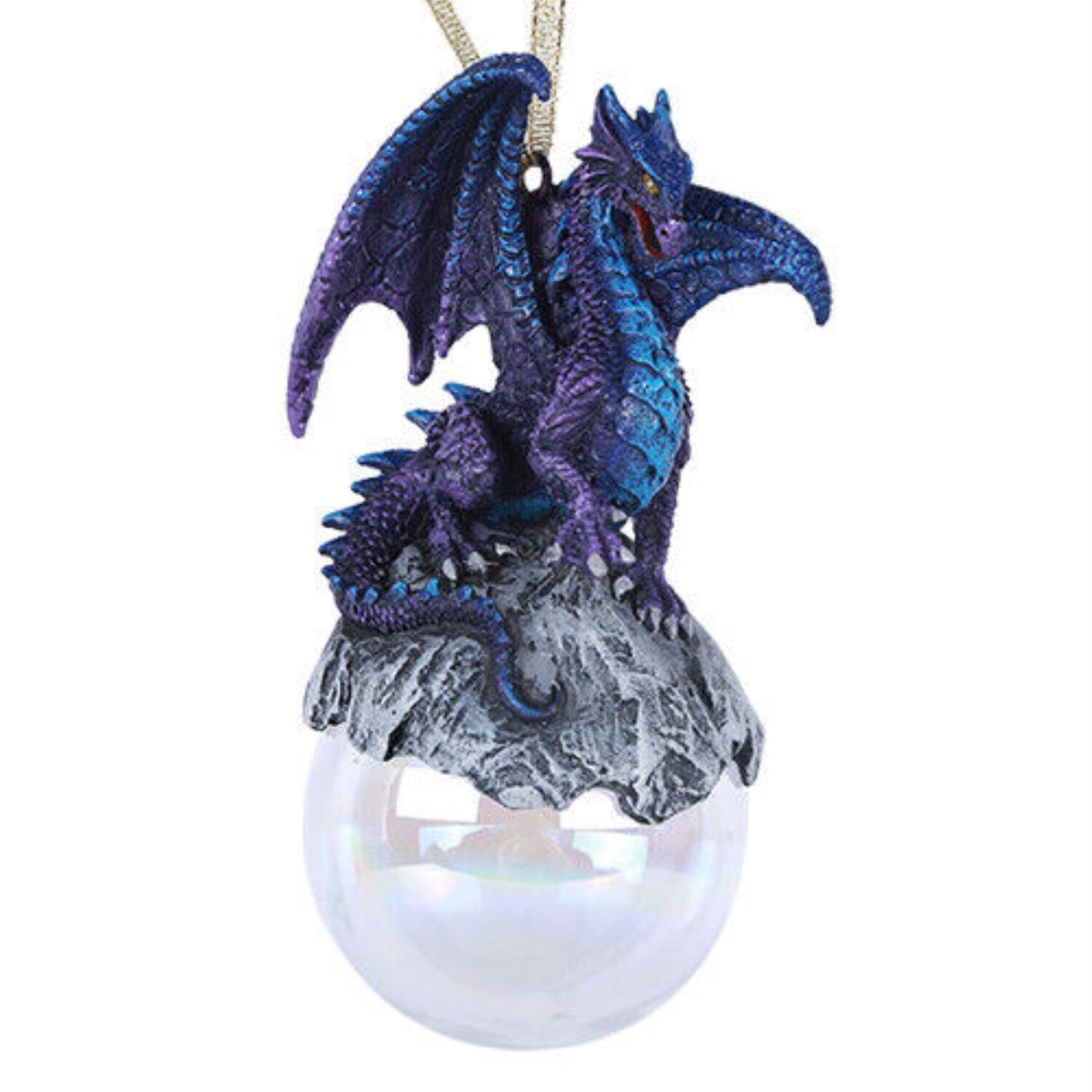 Talisman Purple Blue Dragon Glass Ball Christmas Ornament by Ruth Thompson