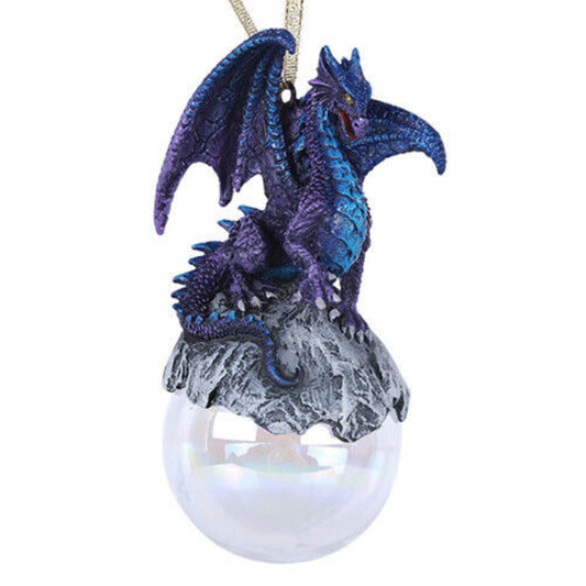 Talisman Purple Blue Dragon Glass Ball Christmas Ornament by Ruth Thompson