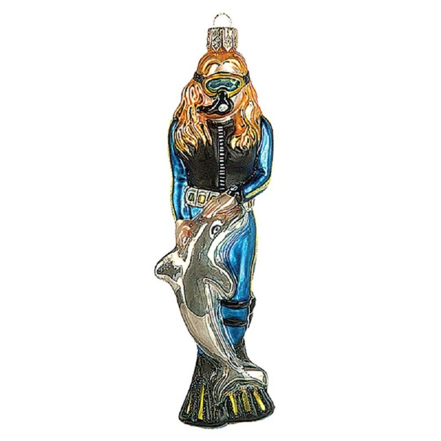 Pinnacle Peak Trading Scuba Diver Girl Polish Mouth Blown Glass Christmas Ornament