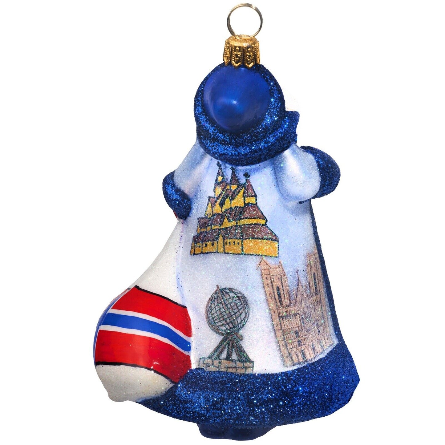 Joy to the World Glitterazzi Norway Santa Polish Glass Christmas Ornament