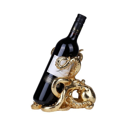 Nautical Gold Giant Sea Octopus Wine Holder Cephalopod Kitchen Decoration