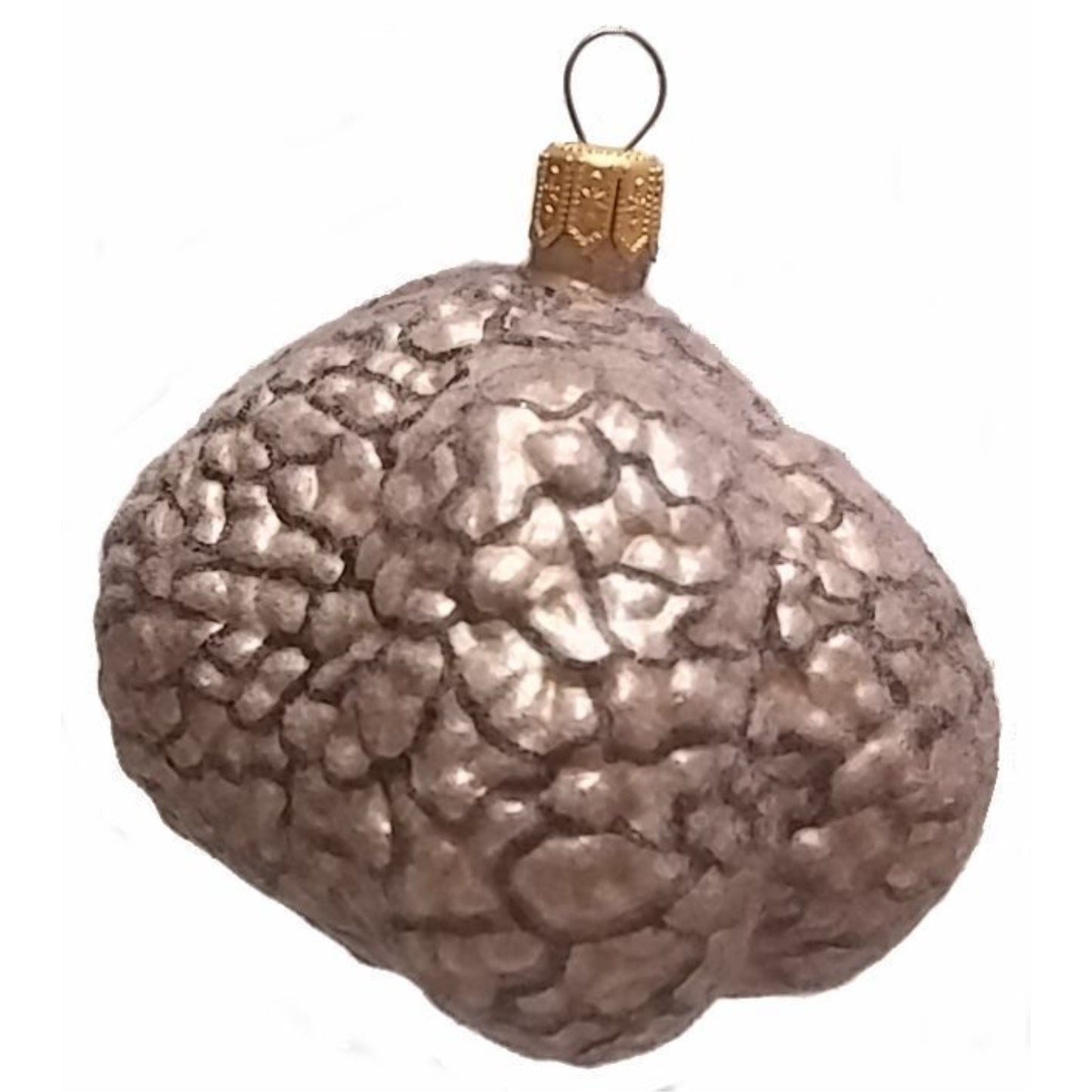 Pinnacle Peak Trading Fuzzy White Truffle Food Polish Glass Christmas Ornament Set of 2 Decoration