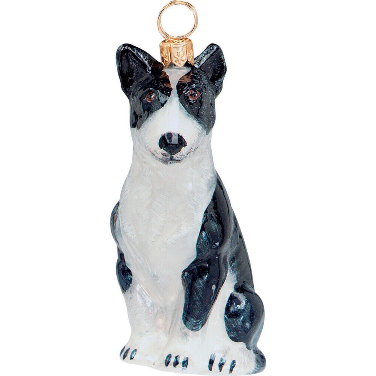 Joy to the World Bull Terrier Black and White Dog Glass Polish Christmas Ornament Decoration