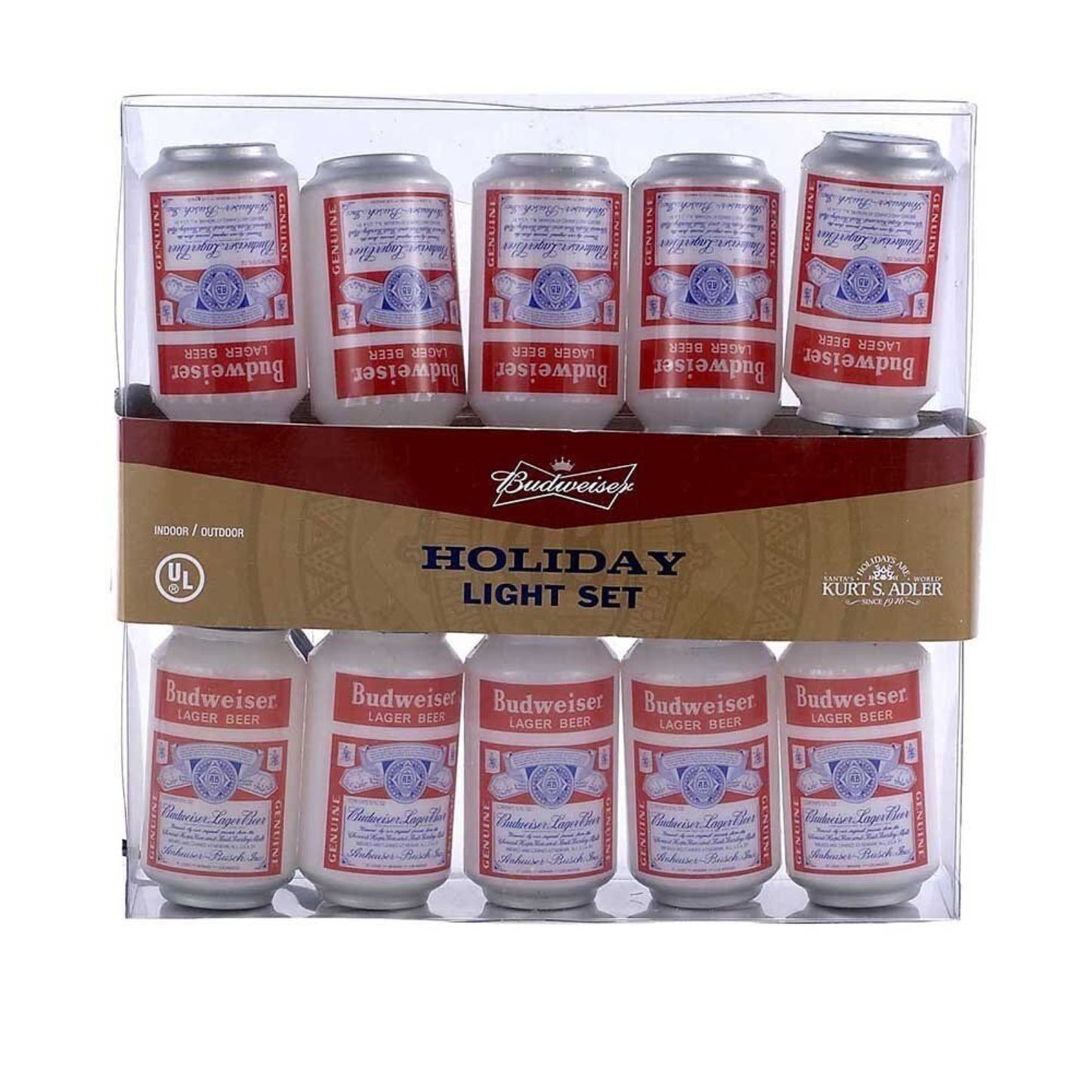 Kurt Adler Indoor/Outdoor String 10-Light Set, Vintage Budweiser Cans