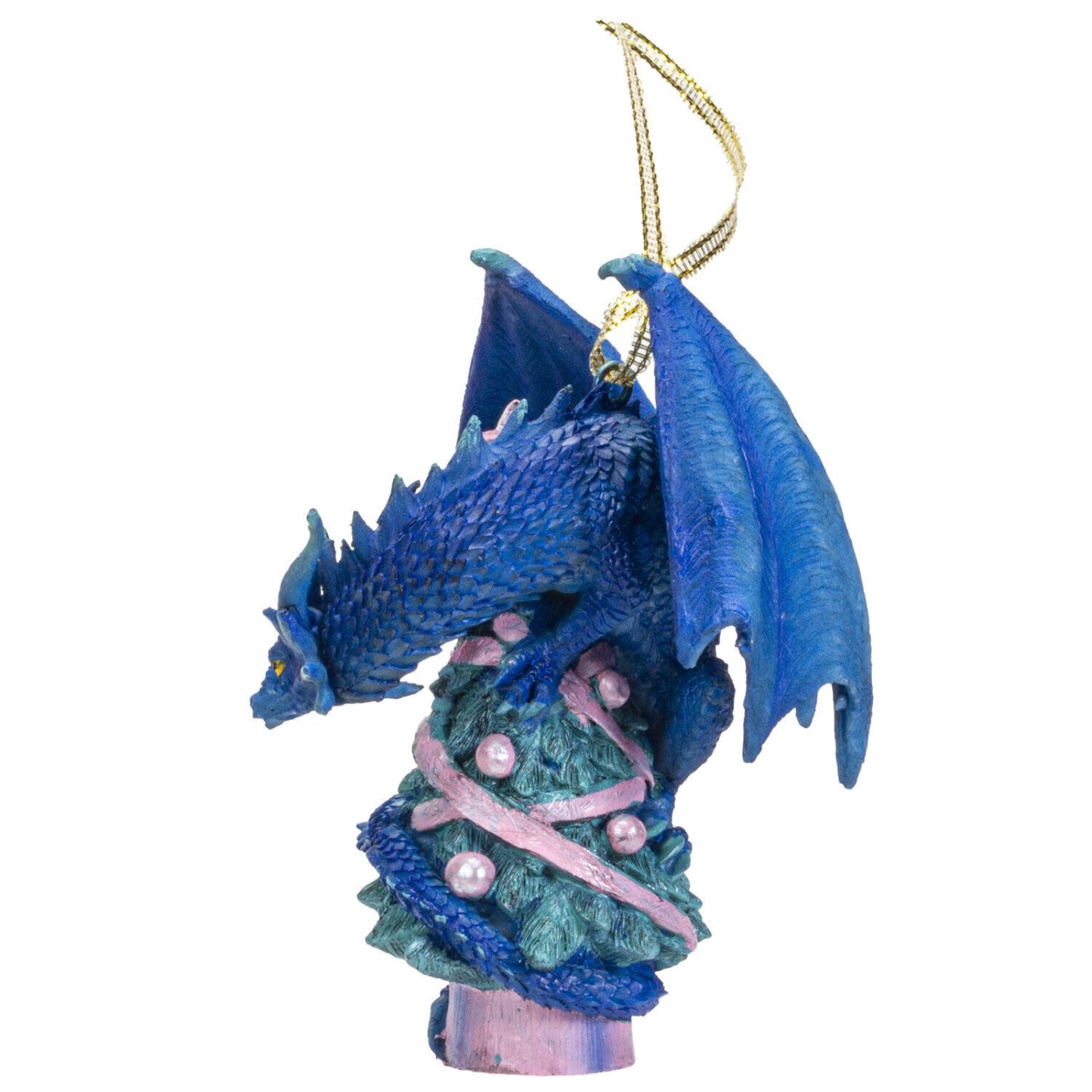 Blue Dragon on Christmas Tree Hanging Ornament 5 inch