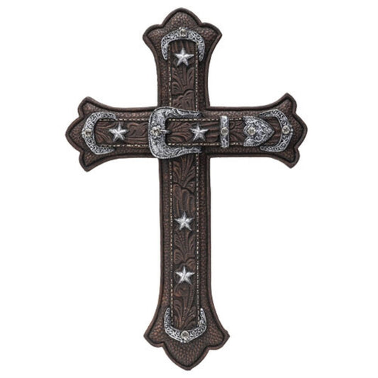 Western Crucifix Cross with Belt Buckle Resin Religious Wall Plaque 11.75 x 17.75 Inch
