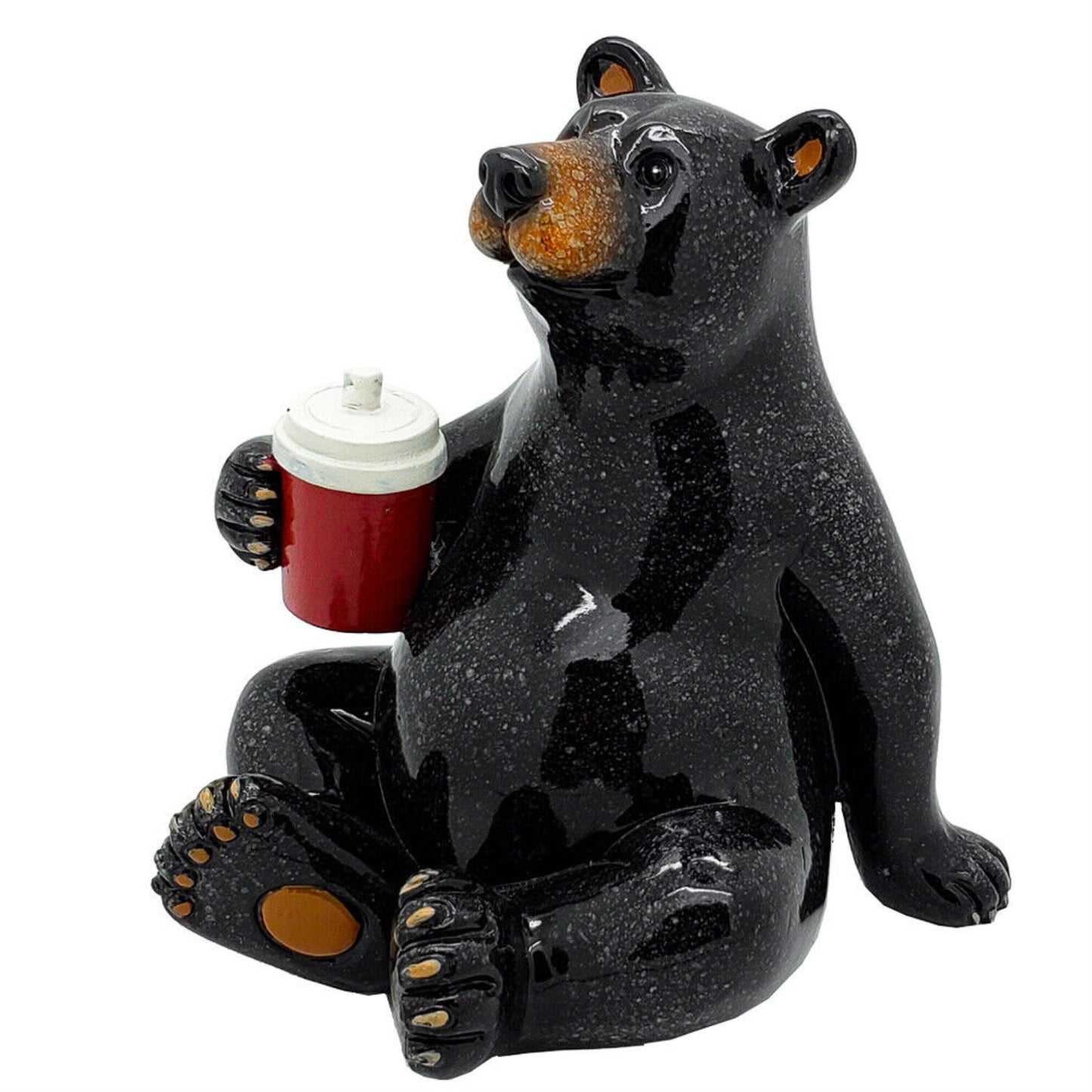 Western Rustic Black Bear Sitting With Red Cooler Tumbler Figurine Summer Bears