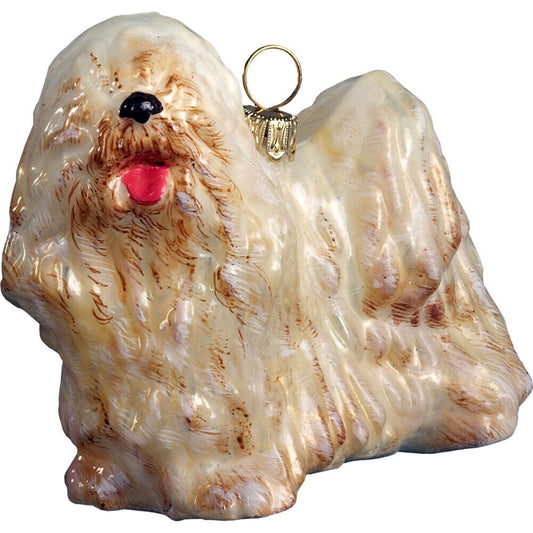 Joy to the World Komondor Polish Blown Glass Christmas Ornament Dog Decoration Made in Poland