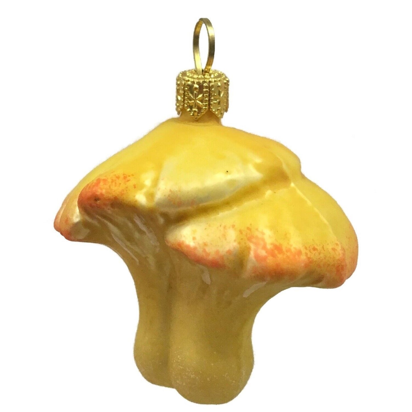Pinnacle Peak Trading Yellow Mushrooms Polish Glass Christmas Tree Ornament Fungus Holiday Decoration Set of 2