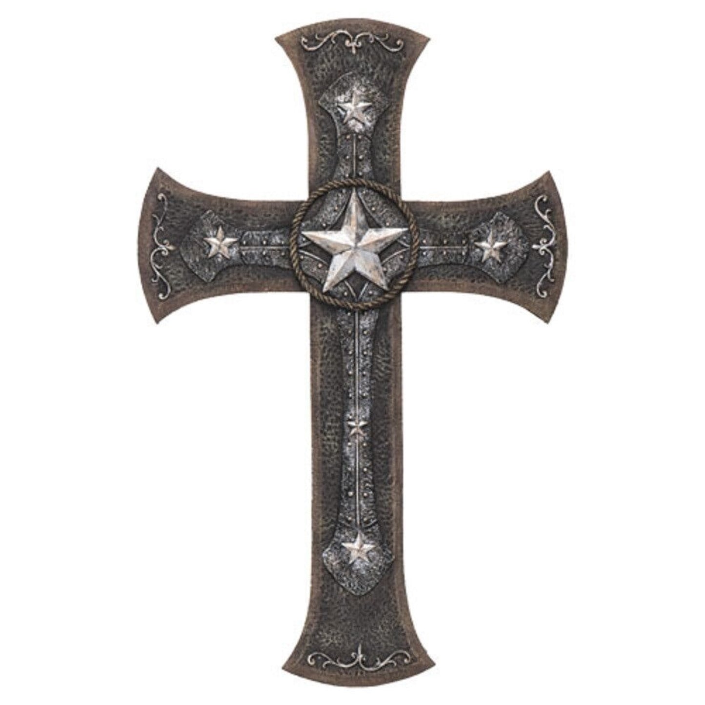 Western Crucifix with Star Resin Religious Wall Plaque Home Decoration 14.25 x 22.25 Inch