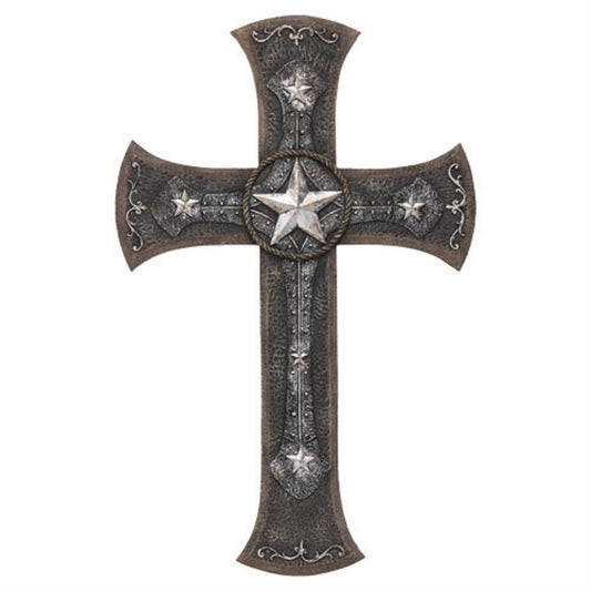 Western Crucifix with Star Resin Religious Wall Plaque Home Decoration 14.25 x 22.25 Inch