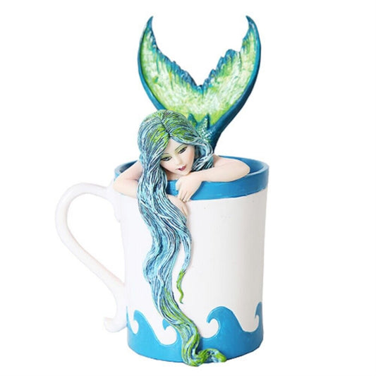 5.25 Inch Morning Bliss Mermaid In Coffee Cup Statue Figurine