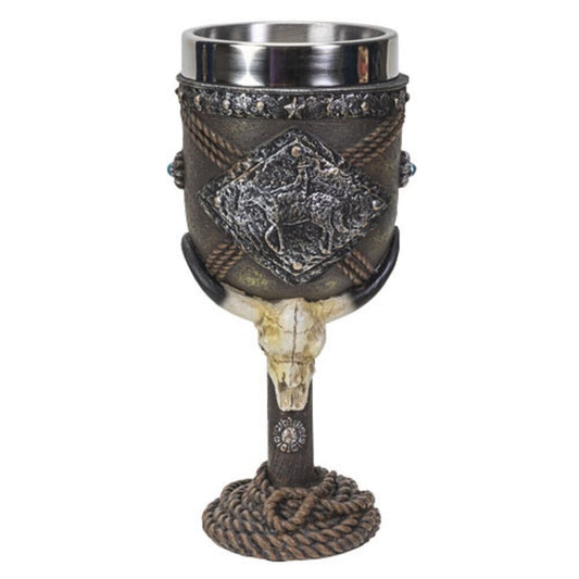 Western Cowboy Wine Goblet Chalice Cup Resin Body Stainless Steel Cup 6 ounce