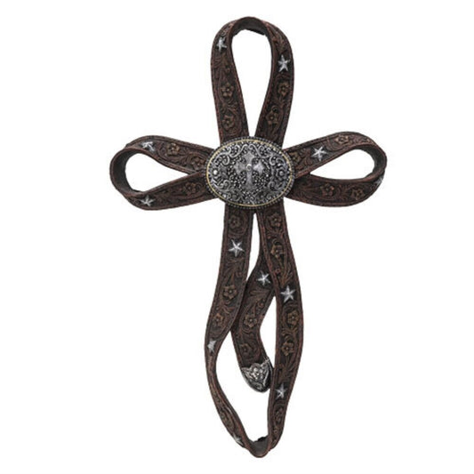 Western Belt Buckle Crucifix Resin Religious Wall Plaque Home Decoration 18 Inch 14213