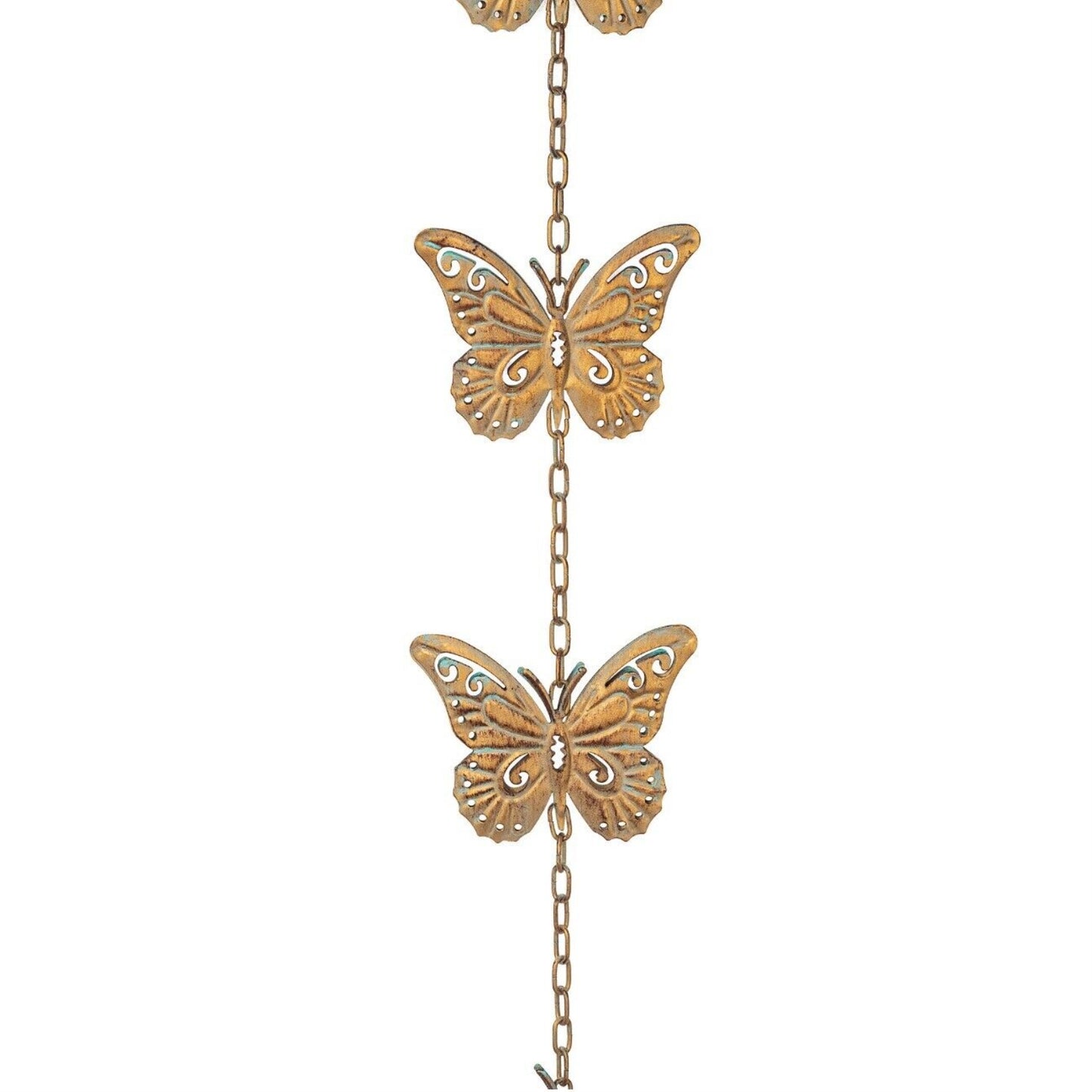 Ganz Gold Patina Butterfly Outdoor Garden Metal Rain Chain 69 Inch