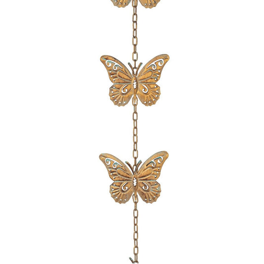 Ganz Gold Patina Butterfly Outdoor Garden Metal Rain Chain 69 Inch
