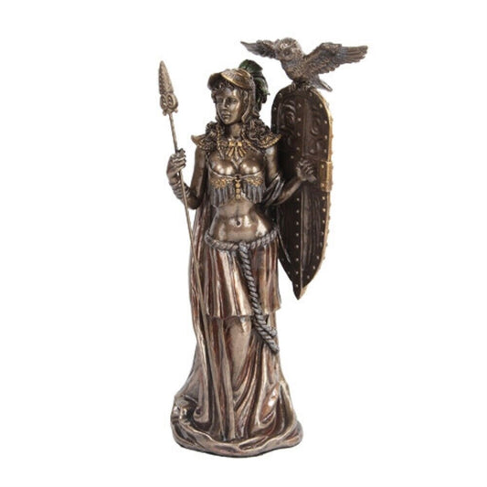 10 Inch Bronze Colored Athena Greek Goddess Figurine Holding Shield with Owl