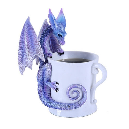 Amy Brown Whatcha Drinkin Peeking Midnight Teacup Dragon Statue Figurine 4.5 inch