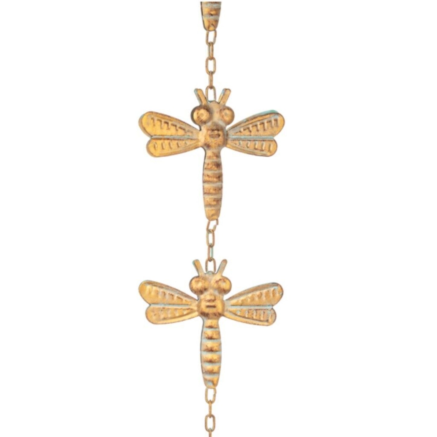 Ganz Gold Patina Dragonfly Outdoor Garden Metal Rain Chain 69 Inch