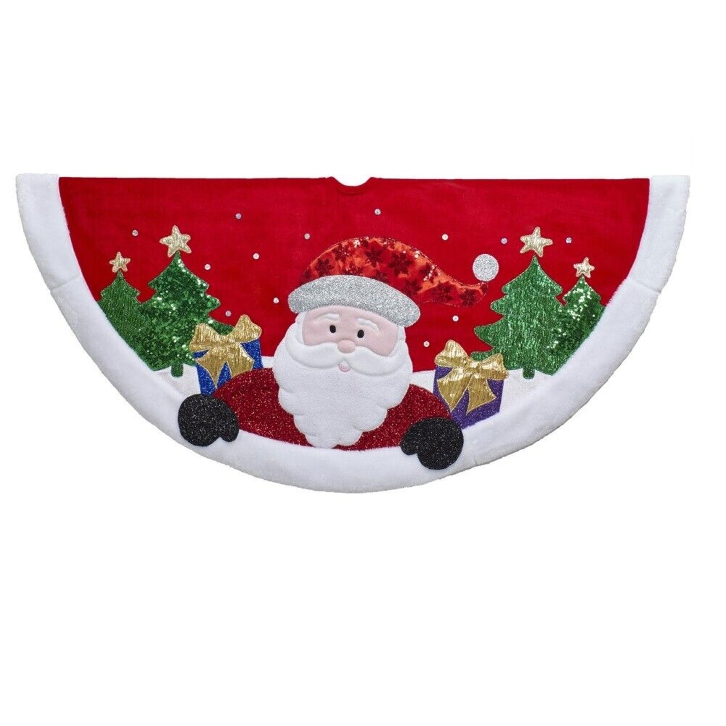 Kurt Adler 48-Inch Red and White Applique Santa Tree Skirt