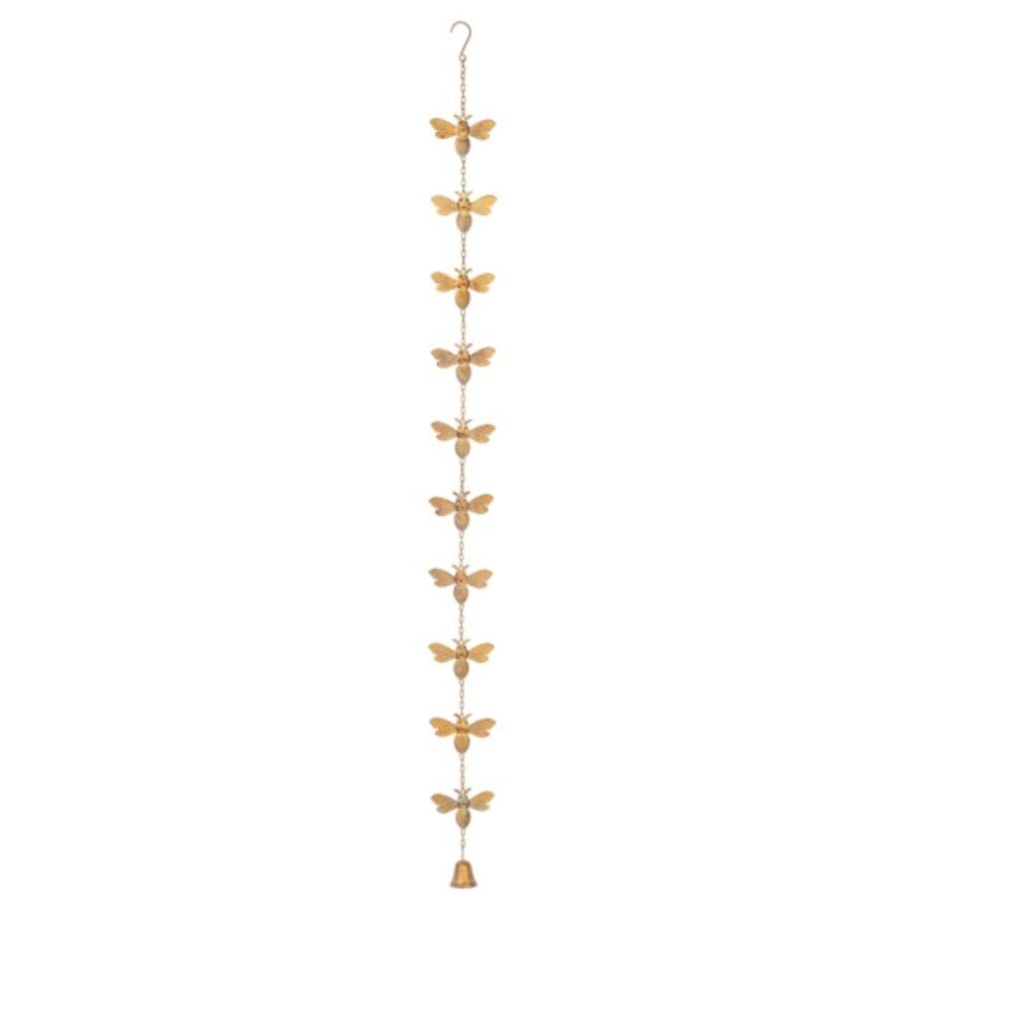 Ganz Gold Patina Bee Outdoor Garden Metal Rain Chain 69 Inch