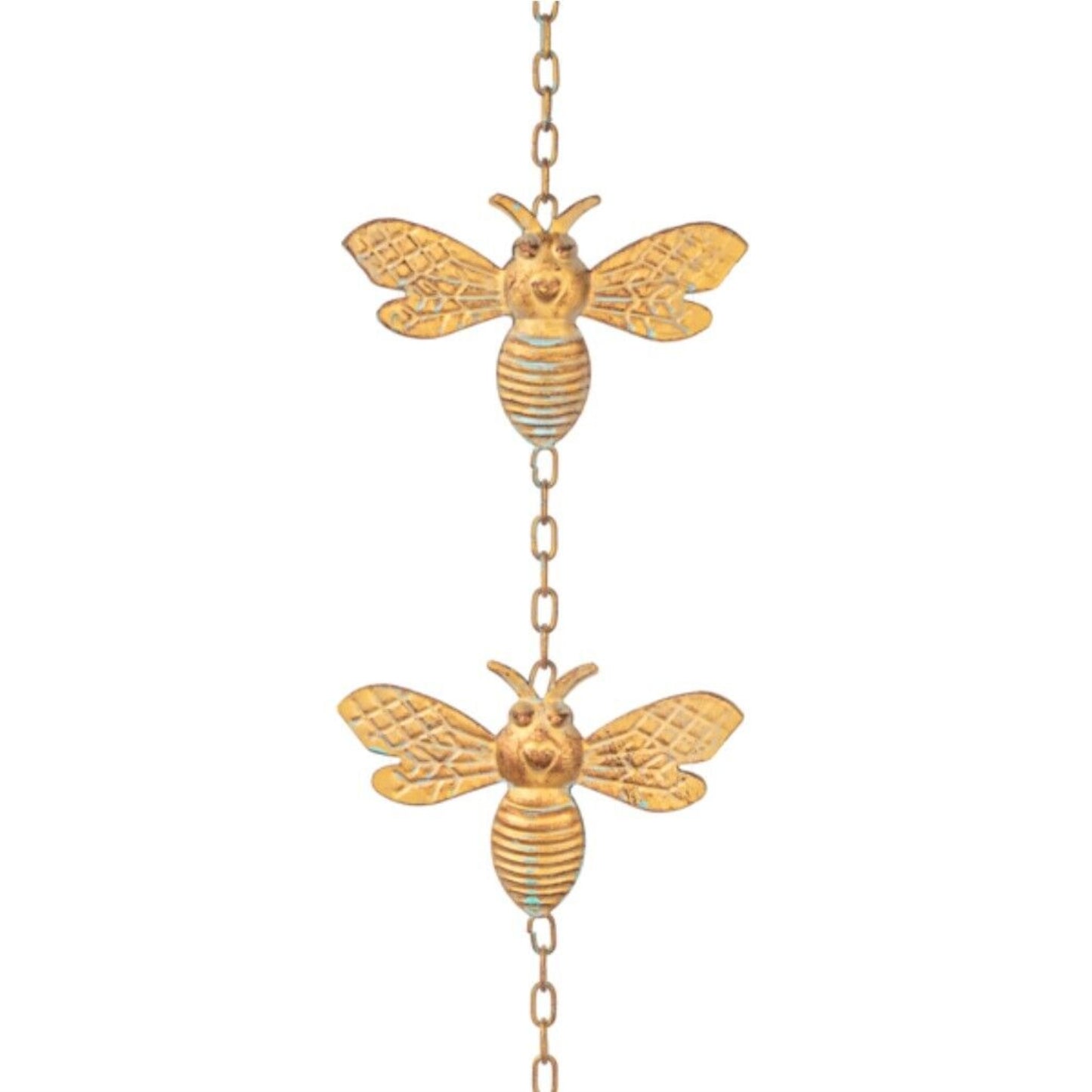 Ganz Gold Patina Bee Outdoor Garden Metal Rain Chain 69 Inch