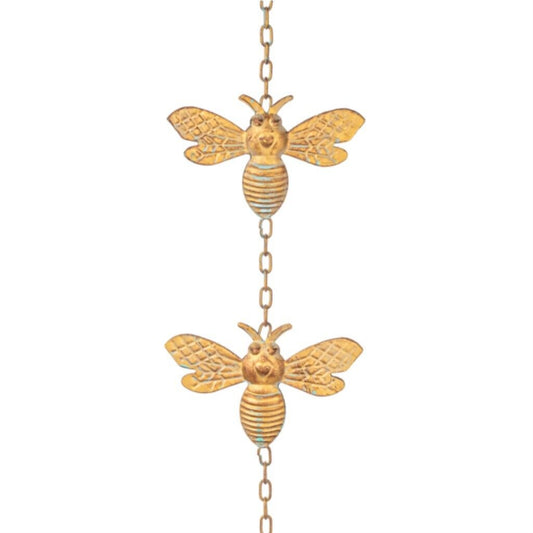 Ganz Gold Patina Bee Outdoor Garden Metal Rain Chain 69 Inch