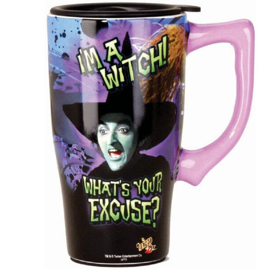 Wizard of Oz I'm a Witch What's Your Excuse Ceramic Insulated Travel Mug Coffee Cup 18 ounce