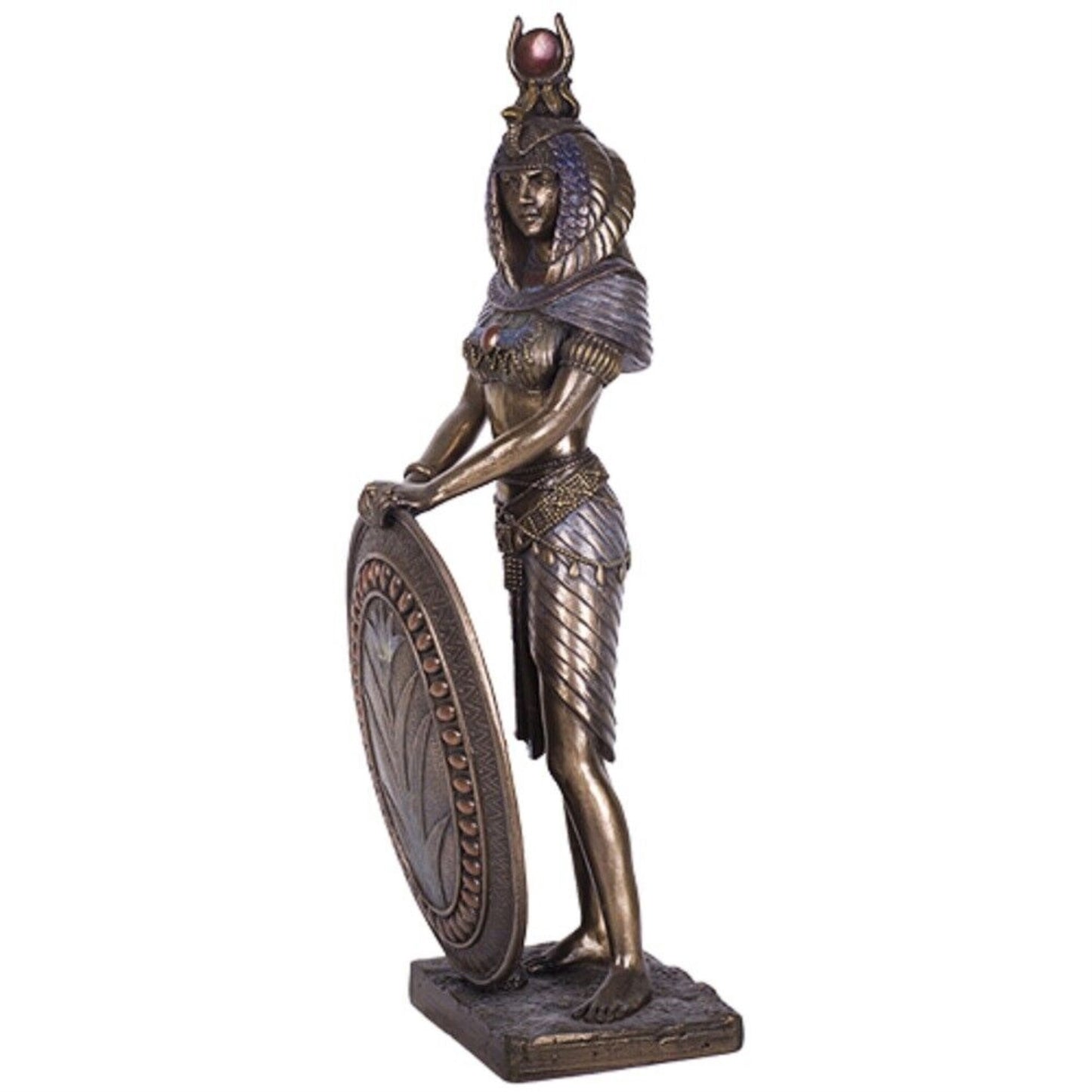 Standing Isis Statue Egyptian Goddess Bronze Finish Egypt Resin Figurine 11 inch