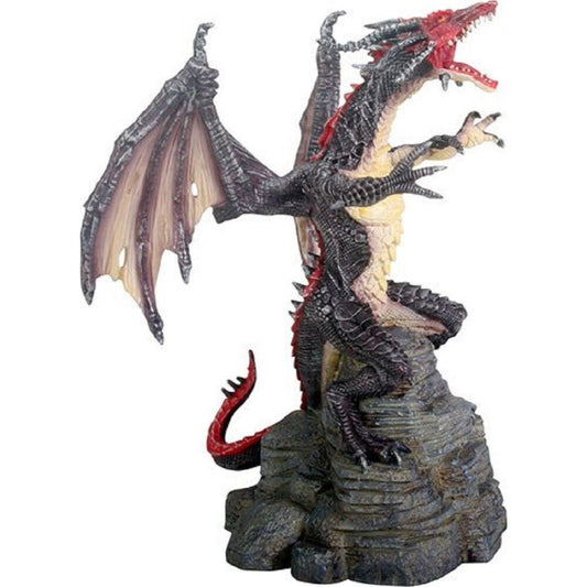 Black and Red Flying Dragon Fantasy Statue Figurine Mythical Decoration