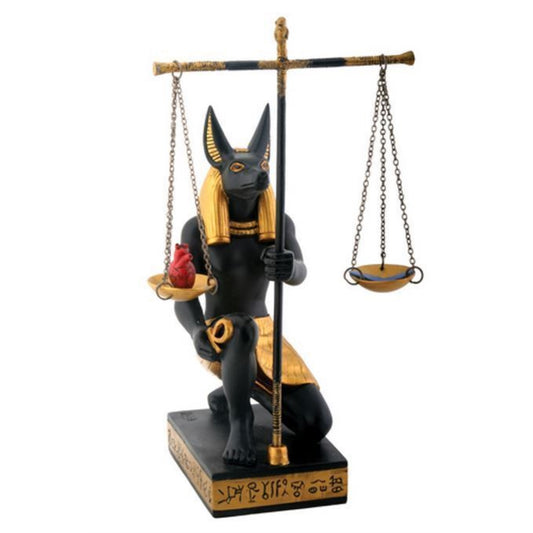 Black and Gold Anubis Scales of Justice Egyptian Figurine 7.5 inch