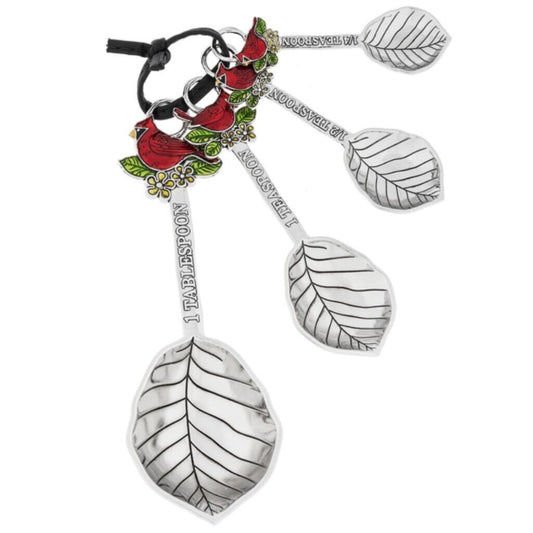 Cardinal Birds Zinc Metal 4 Piece Measuring Spoon Set For Kitchen