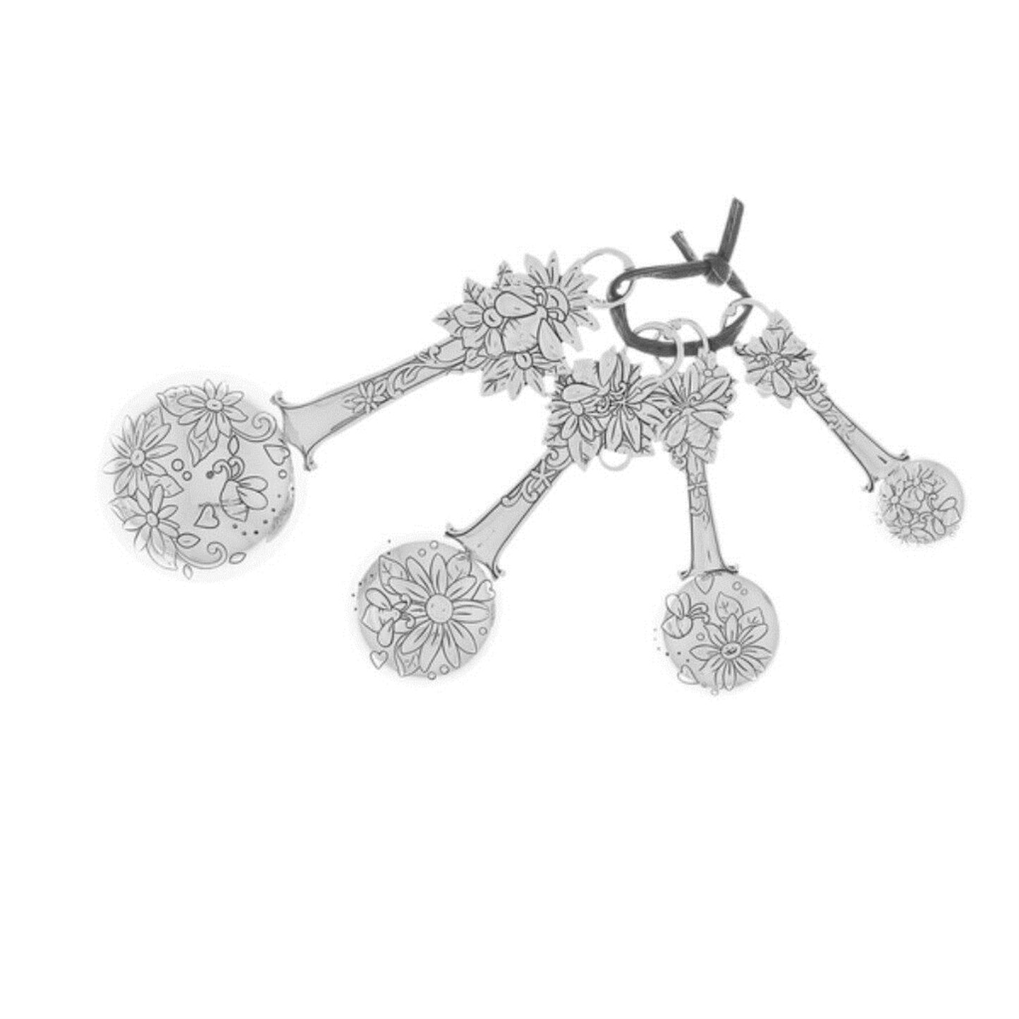 Ganz 4 Piece Set Bee Happy Honeybee Silver Tone Zinc Alloy Measuring Spoons