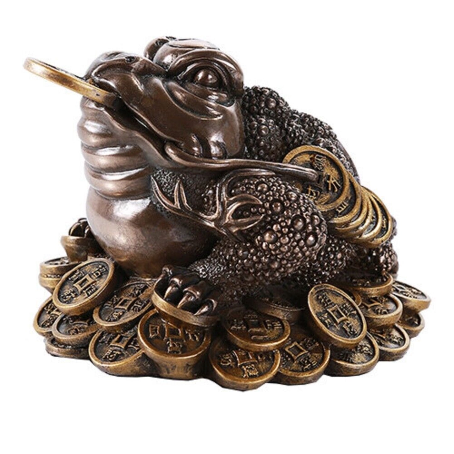 Feng Shui Chan Chu Bronze Money Frog Coin Toad Prosperity Home Decoration Gift 4.75 inch