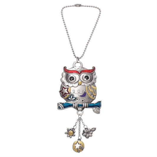 Ganz Owl Color Art Car Charm Zinc Alloy 3 inch with 7 inch with Chain