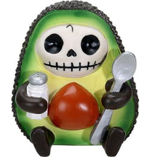 Furrybones Hass Skeleton in Avocado Costume Holding onto a Salt Shaker and Spoon Figurine