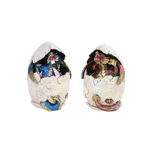 Colorful Red Blue Fantasy Egg Hatchling Baby Dragon Wyrmling Figurines Set of 2