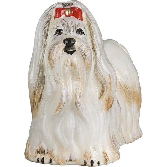 Joy to the World Maltese with Red bows Dog Polish Glass Christmas Ornament Decoration Made Poland