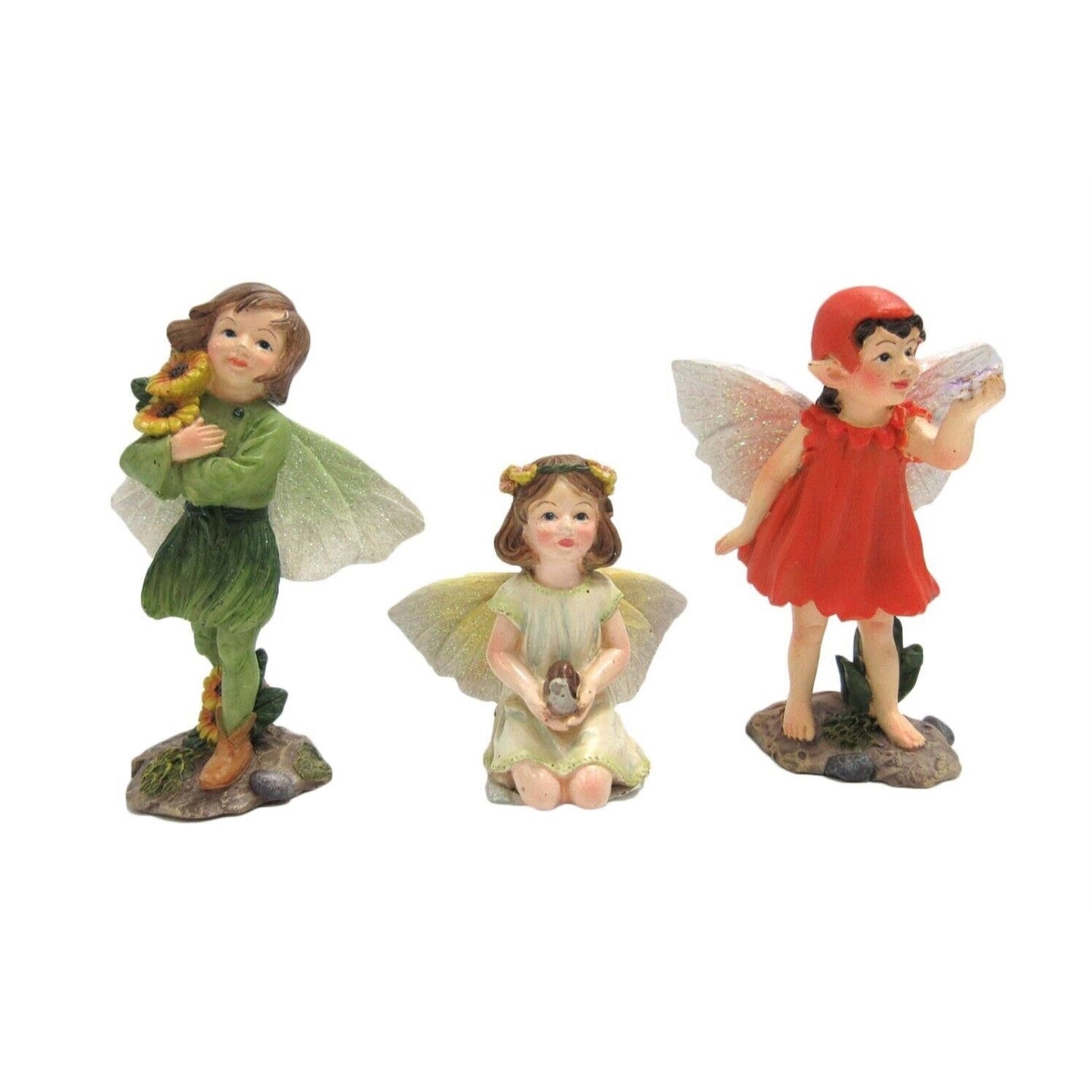 Mini Fairy Garden Fairies Set of 3 Decorative Mini Garden of Enchantment Figurine 3 Inch Starter Kit