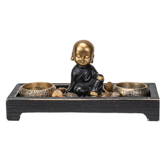 Buddha Monk Zen Garden Tray Candle Holder