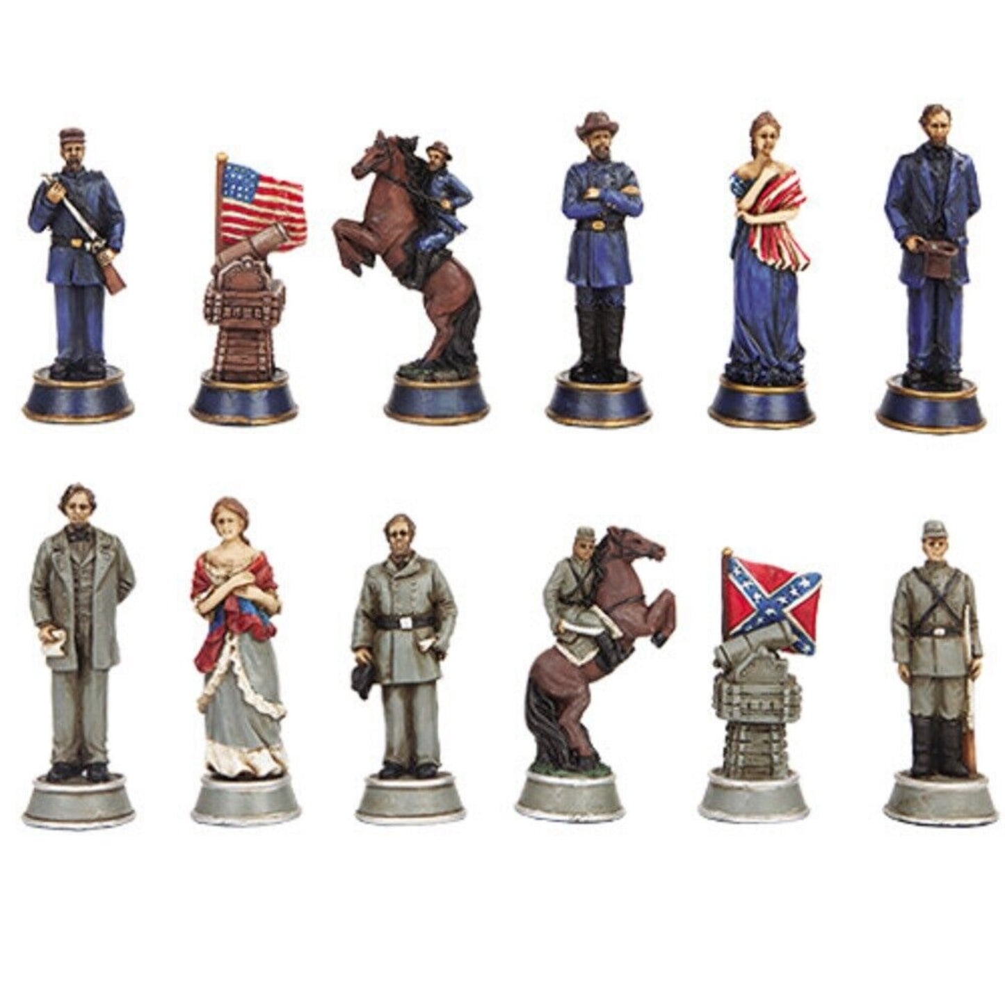 Civil War Solider Themed Chess Set with Glass Board, Multicolor