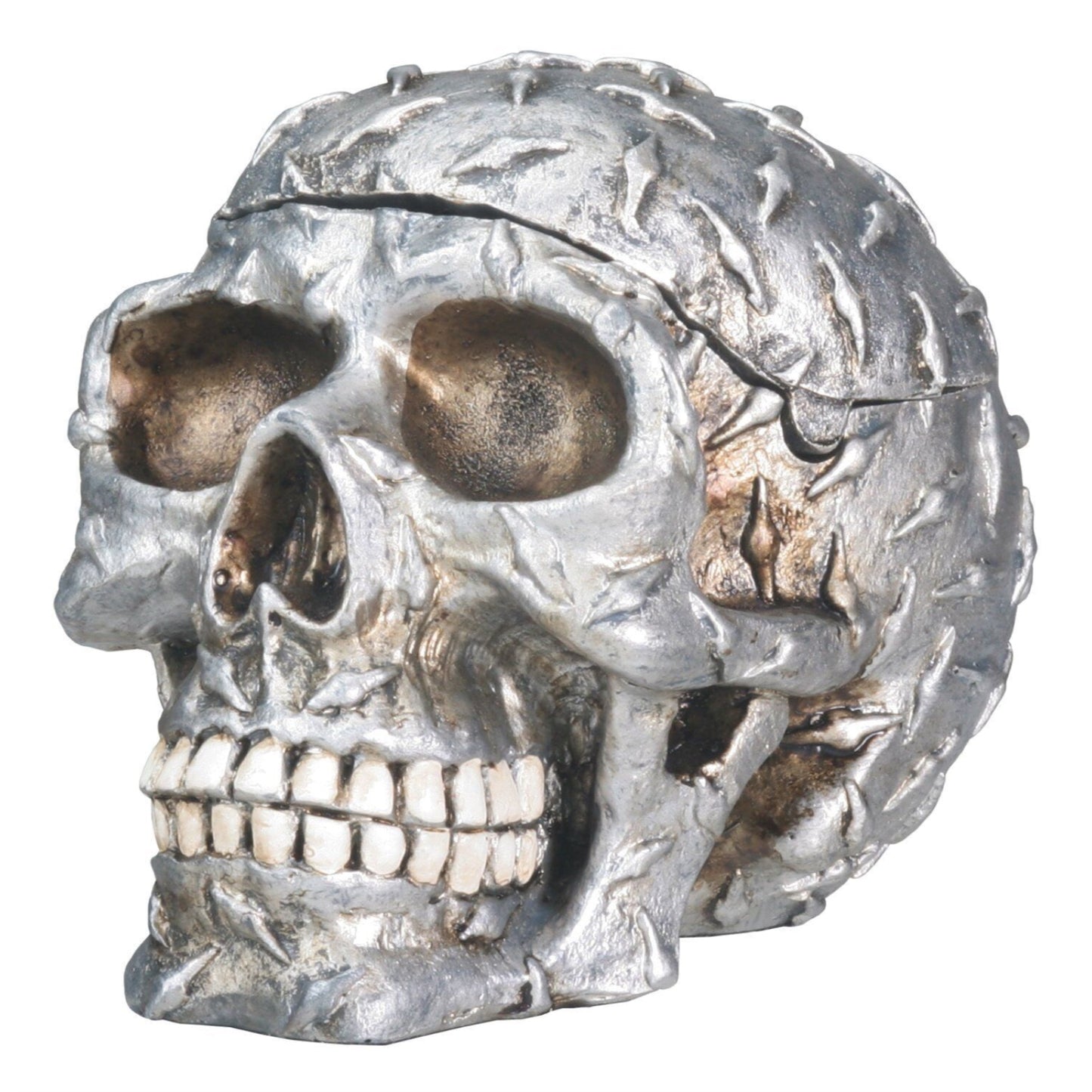 Diamond Plated Human Skeleton Skull Storage Container Halloween Decoration 3.5 inch