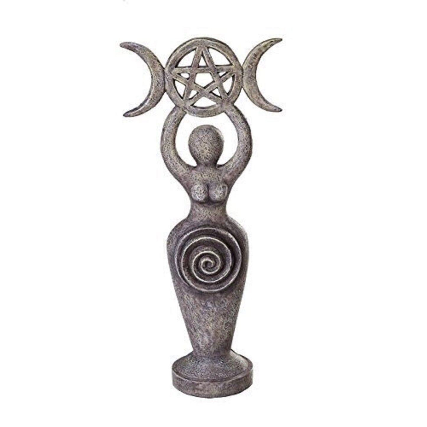 The Spiral Goddess Triple Moon Pentacle Figurine Wiccan Witch Decoration 8 inch
