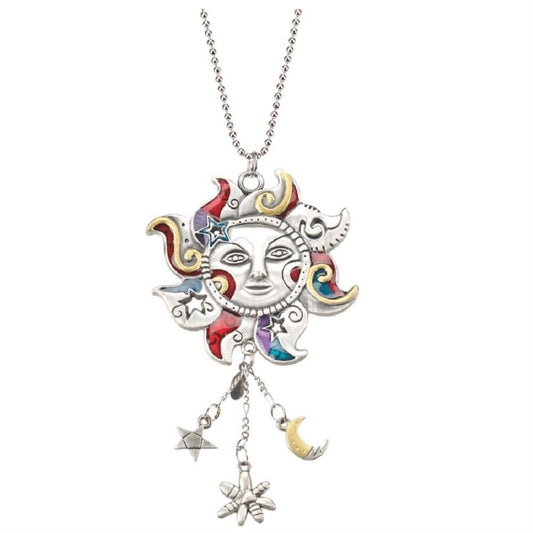 Ganz Celestial Sun Zinc Metal Car Charm with Silver Chain
